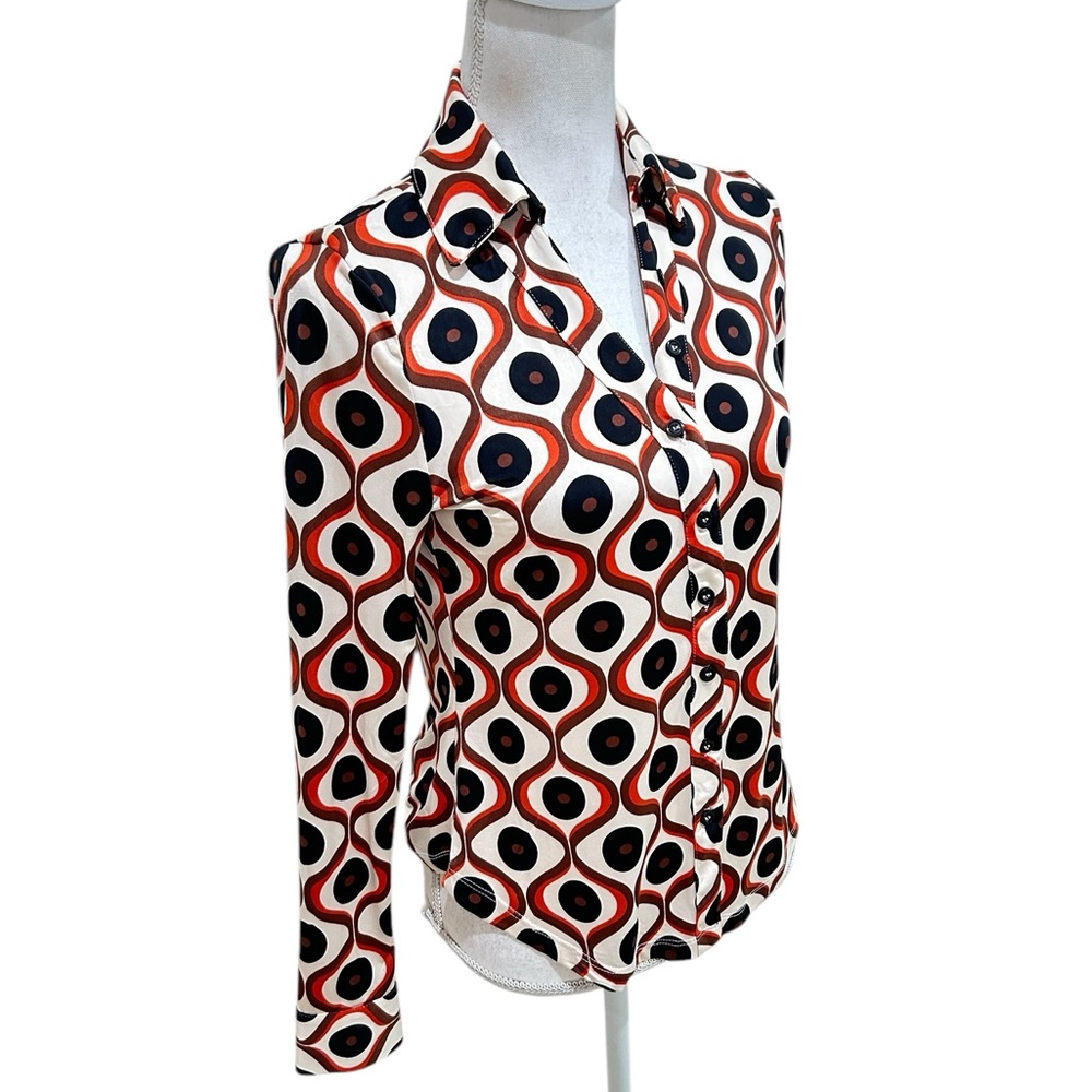 Retro Patterned Button Down Shirt - image 3